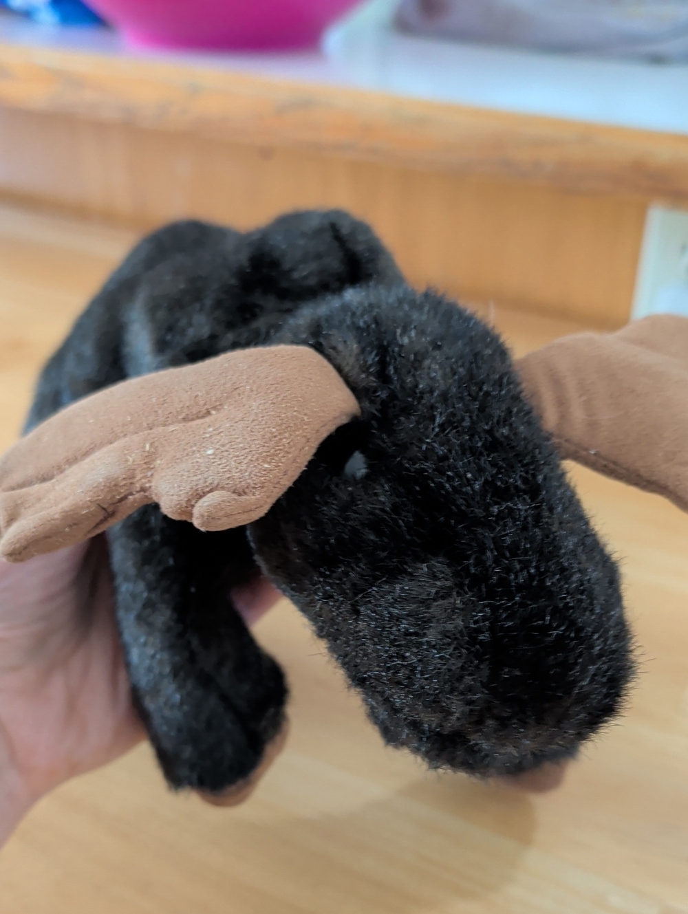 Folkmanis Moose Puppet: Plush Black Moose Toy with Brown Antlers